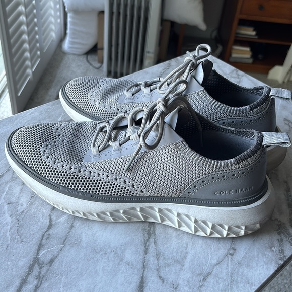 GC COLE HAAN GRAND 360 Zerogrand Gray knit wingtip sneakers size 10 - Picture 3 of 6